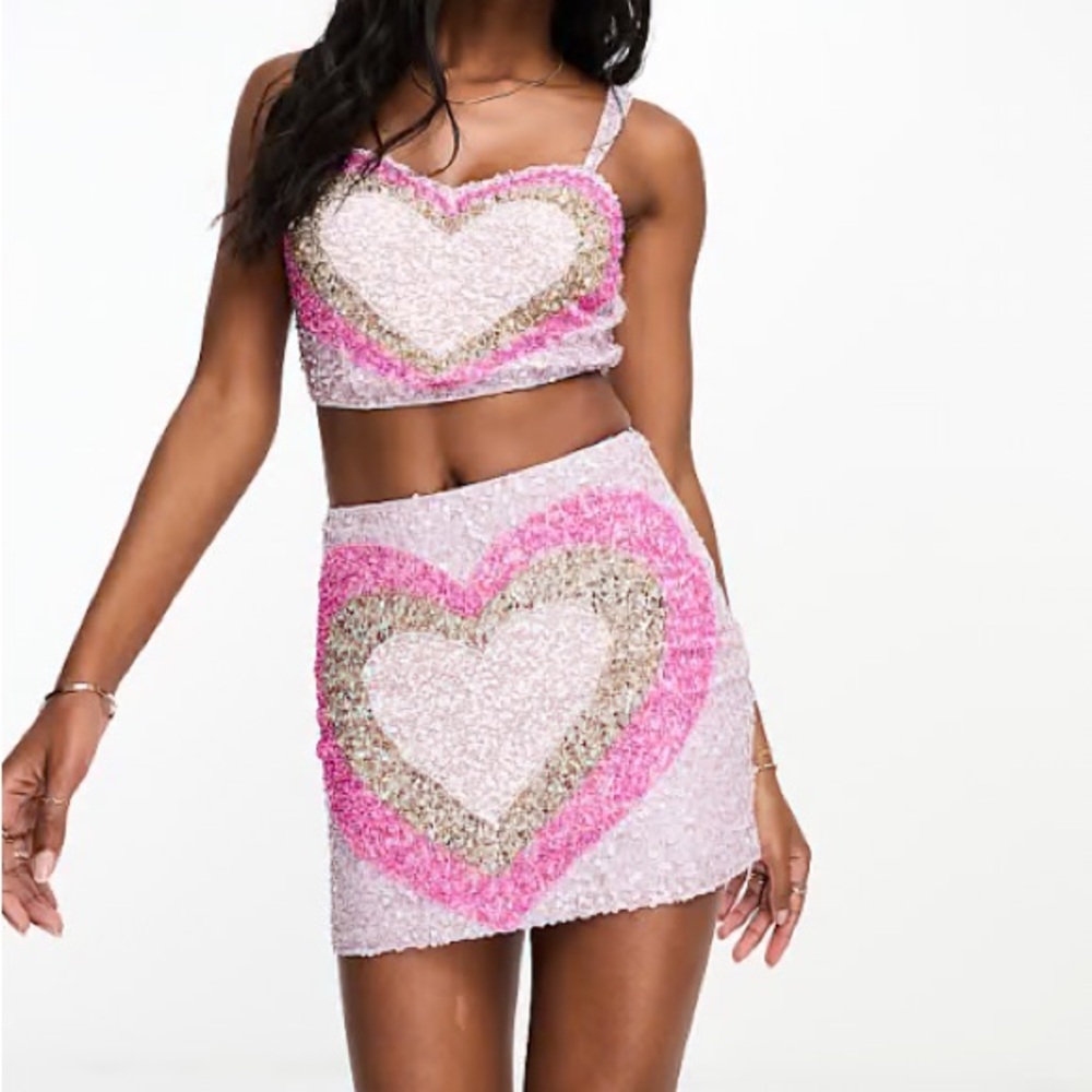 ASOS Lace & Beads Embellished Heart Set